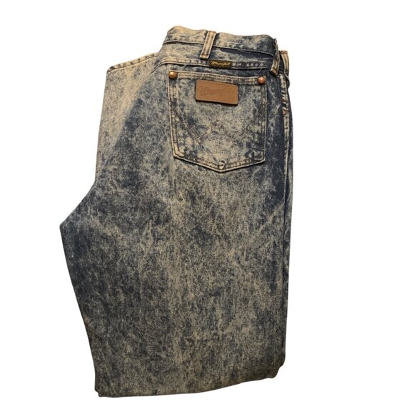 VTG Wrangler Men's Acid/Stone Wash Blue Jeans Size 32x32 Y2K Coastal Cowboy - Picture 5 of 10